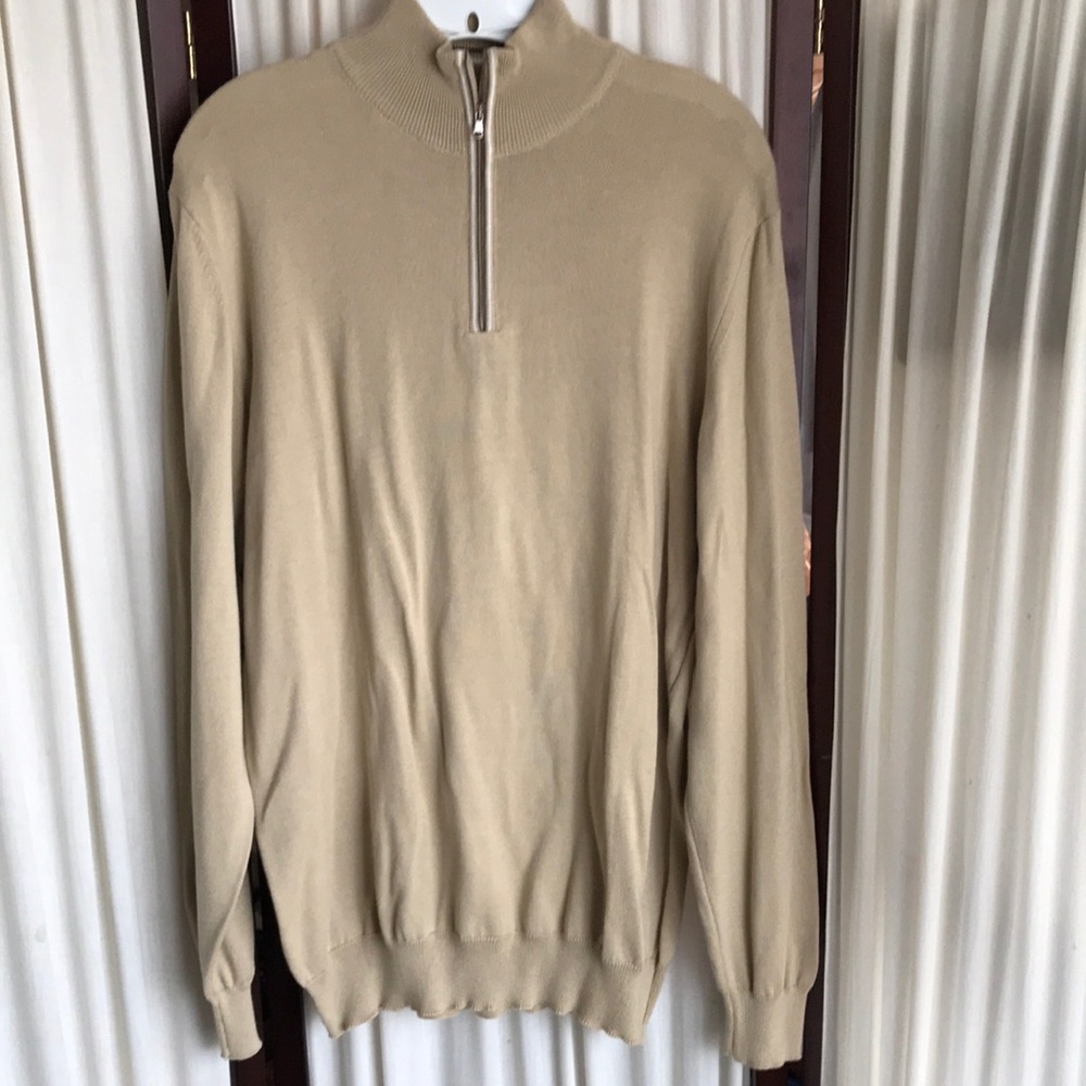 Bachrach made in Italy light cotton 3/4 zipped sweater shirt sz M